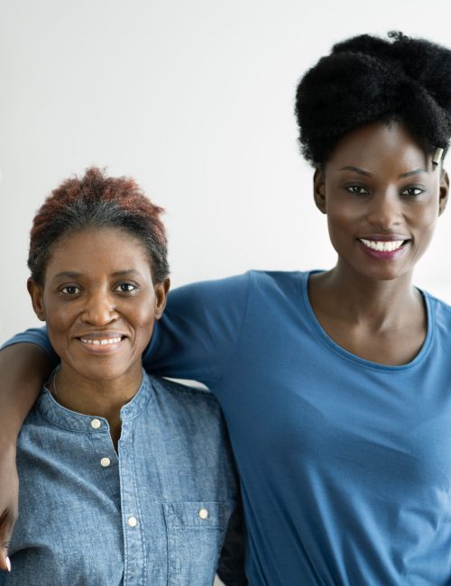 African Teen Support For Elderly Mature Mother